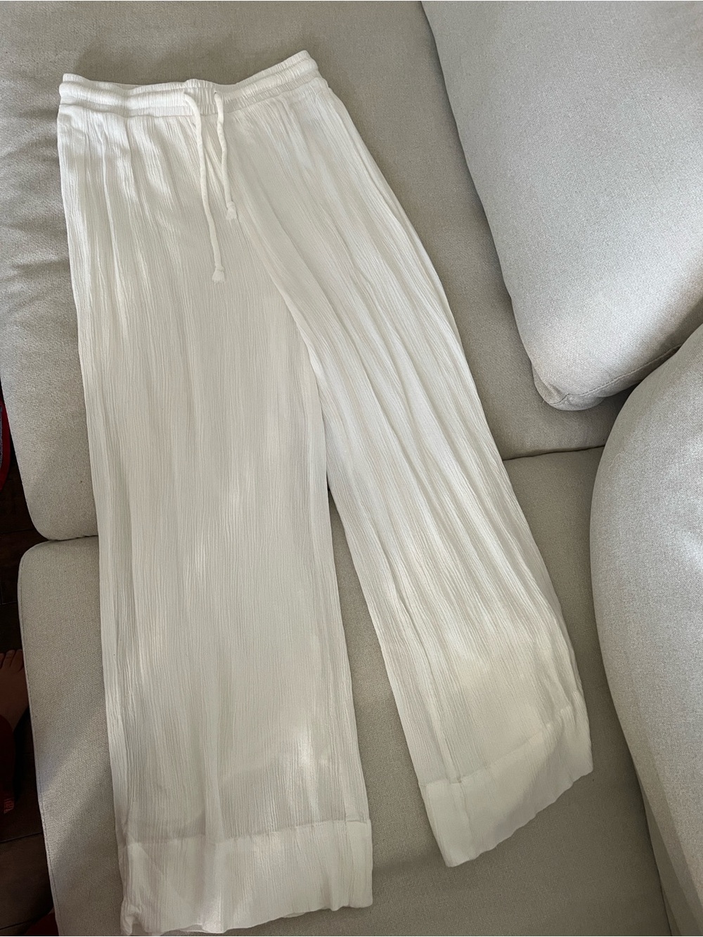 Z Supply White Wide Leg Crinkle Pants